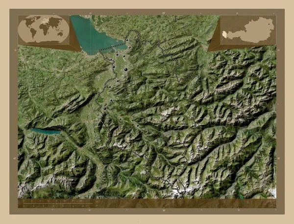 Vorarlberg Estado Áustria Mapa Satélite Baixa Resolução Locais Das Principais — Fotografia de Stock