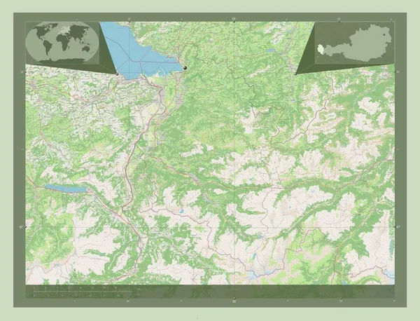 Vorarlberg Deelstaat Oostenrijk Open Plattegrond Hulplocatiekaarten Hoek — Stockfoto