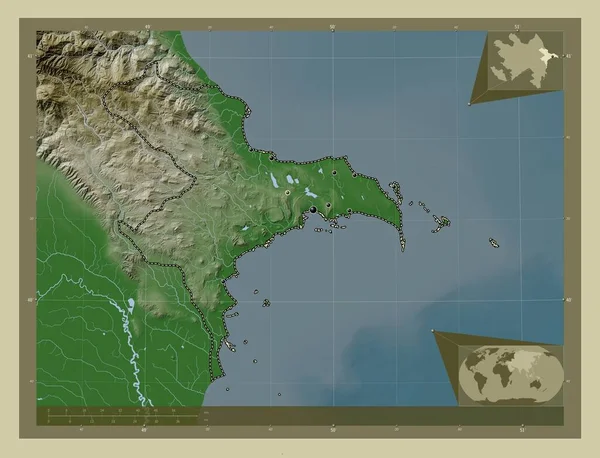 Absheron Región Azerbaiyán Mapa Elevación Coloreado Estilo Wiki Con Lagos —  Fotos de Stock