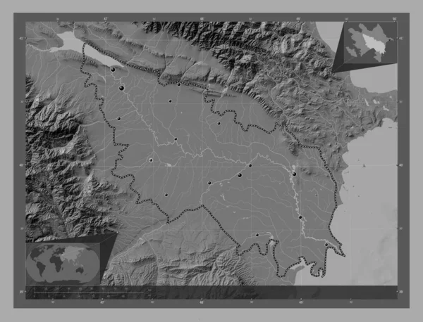 Aran Regionen Azerbajdzjan Bilevel Höjd Karta Med Sjöar Och Floder — Stockfoto