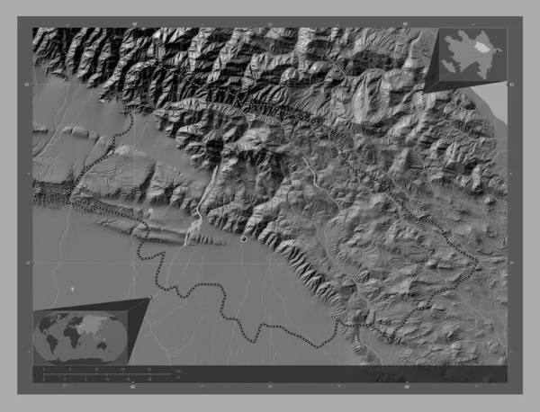 Daglig Shirvan Oblast Ázerbájdžánu Mapa Nadmořské Výšky Jezery Řekami Pomocné — Stock fotografie