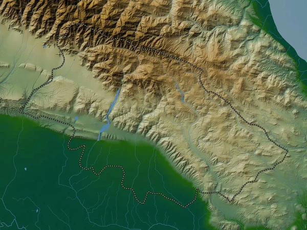 Дагліг Ширван Регіон Азербайджану Кольорові Карти Висот Озерами Річками — стокове фото