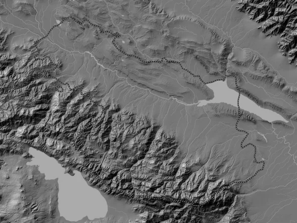 Ganja Qazakh Région Azerbaïdjan Carte Altitude Bilevel Avec Lacs Rivières — Photo