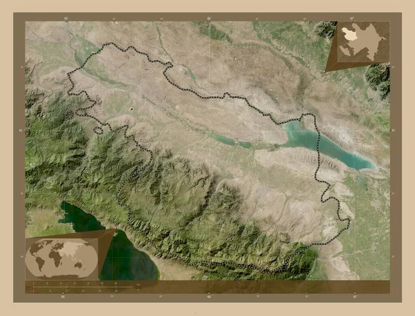Ganja Qazakh 阿塞拜疆地区 低分辨率卫星地图 角辅助位置图 — 图库照片