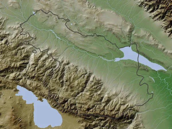Ganja Qazakh Región Azerbaiyán Mapa Elevación Coloreado Estilo Wiki Con — Foto de Stock