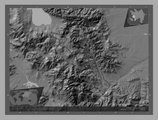 Kalbajar Lachin Région Azerbaïdjan Carte Altitude Bilevel Avec Lacs Rivières — Photo