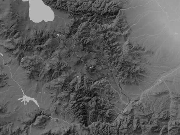 Kalbajar Lachin Region Azerbaijan Grayscale Elevation Map Lakes Rivers — Stock Photo, Image