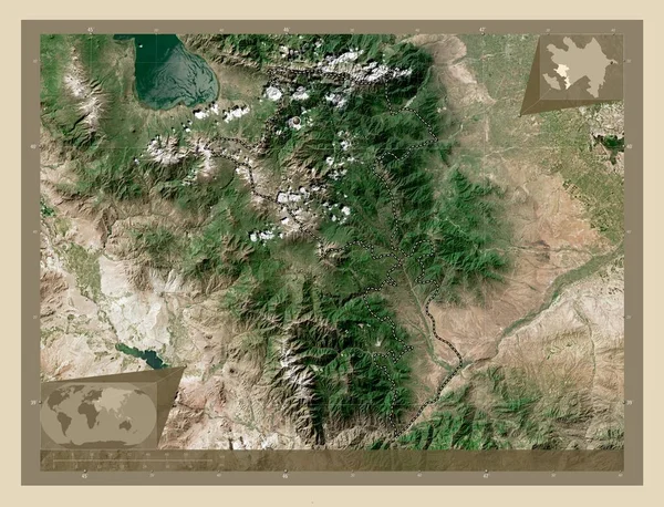 アゼルバイジャンの地域カルバハル ラチン 高解像度衛星地図 コーナー補助位置図 — ストック写真