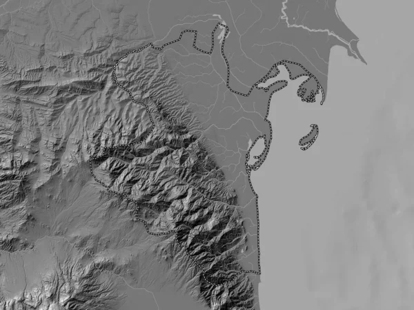 Lankaran Region Azerbejdżanu Dwupoziomowa Mapa Wysokości Jeziorami Rzekami — Zdjęcie stockowe