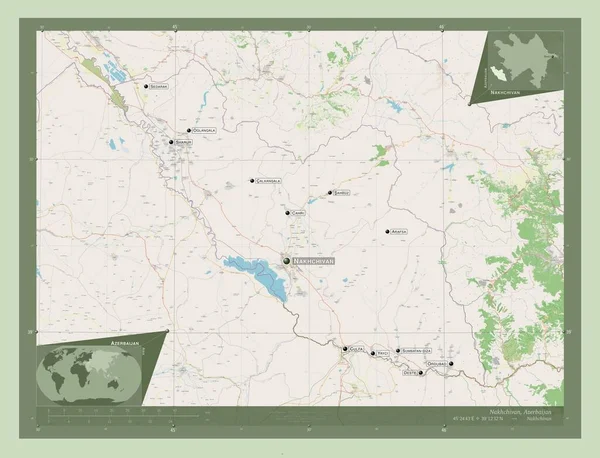 Nakhchivan Regio Azerbeidzjan Open Plattegrond Locaties Namen Van Grote Steden — Stockfoto