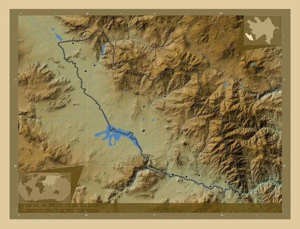 Nakhchivan Região Azerbaijão Mapa Elevação Colorido Com Lagos Rios Locais — Fotografia de Stock