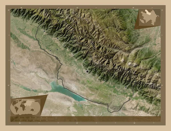 Shaki Zaqatala Περιφέρεια Αζερμπαϊτζάν Δορυφορικός Χάρτης Χαμηλής Ανάλυσης Τοποθεσίες Μεγάλων — Φωτογραφία Αρχείου