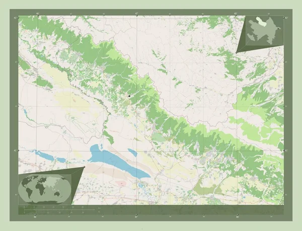 Shaki Zaqatala Περιφέρεια Αζερμπαϊτζάν Χάρτης Του Δρόμου Γωνιακοί Χάρτες Βοηθητικής — Φωτογραφία Αρχείου