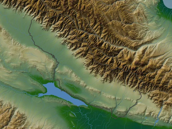 Shaki Zaqatala Région Azerbaïdjan Carte Altitude Colorée Avec Lacs Rivières — Photo