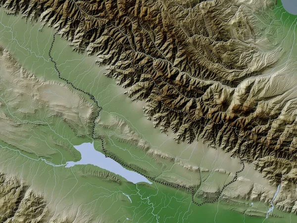 Shaki Zaqatala Region Azerbaijan Elevation Map Colored Wiki Style Lakes — Stock Photo, Image