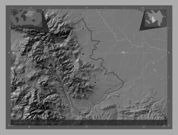 Yukhari Karabaj Región Azerbaiyán Mapa Elevación Bilevel Con Lagos Ríos — Foto de Stock