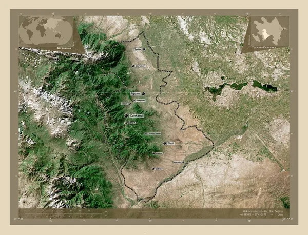 Yukhari Karabakh Region Azerbaijan High Resolution Satellite Map Locations Names — Stock Photo, Image