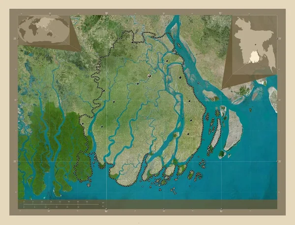 Barisal Divisie Van Bangladesh Satellietkaart Met Hoge Resolutie Locaties Van — Stockfoto