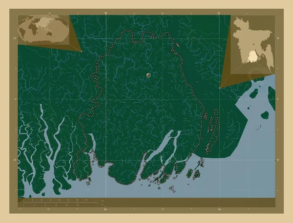 Barisal Divisie Van Bangladesh Gekleurde Hoogtekaart Met Meren Rivieren Hulplocatiekaarten — Stockfoto