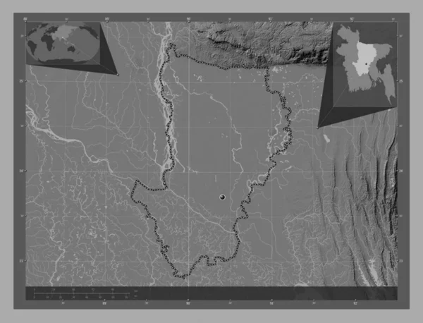 Dhaka División Bangladesh Mapa Elevación Bilevel Con Lagos Ríos Mapas —  Fotos de Stock