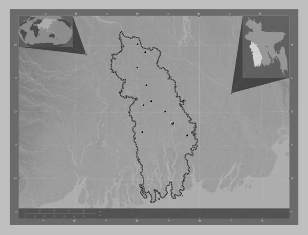 Khulna Διαίρεση Του Μπανγκλαντές Υψόμετρο Διαβαθμίσεων Του Γκρι Λίμνες Και — Φωτογραφία Αρχείου