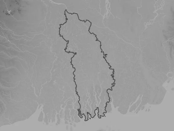 Khulna Divisão Bangladesh Mapa Elevação Escala Cinza Com Lagos Rios — Fotografia de Stock