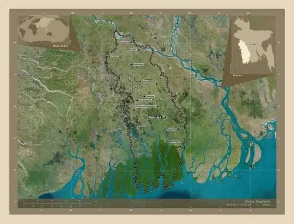 Хульна Подразделение Бангладеш Спутниковая Карта Высокого Разрешения Места Названия Крупных — стоковое фото
