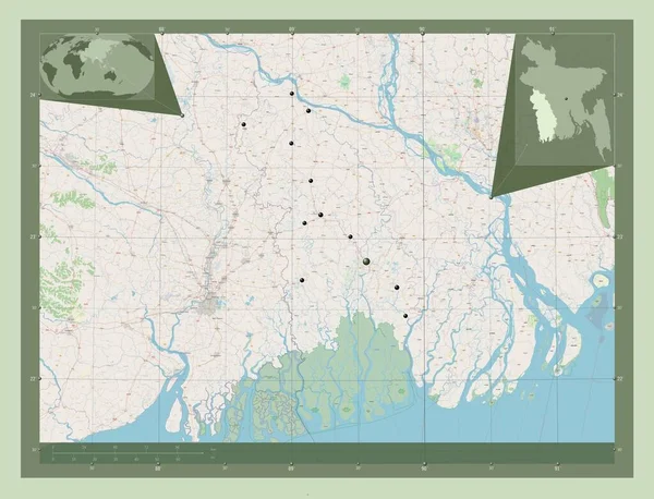 Khulna Teilung Bangladeschs Open Street Map Standorte Der Wichtigsten Städte — Stockfoto