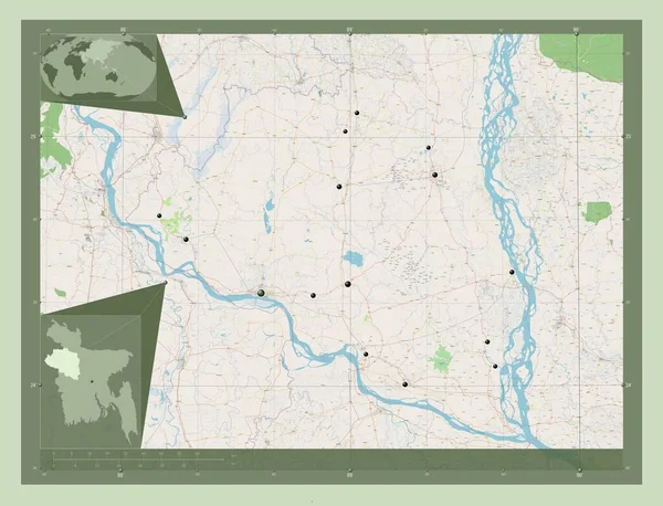 Rajshahi Teilung Bangladeschs Open Street Map Standorte Der Wichtigsten Städte — Stockfoto