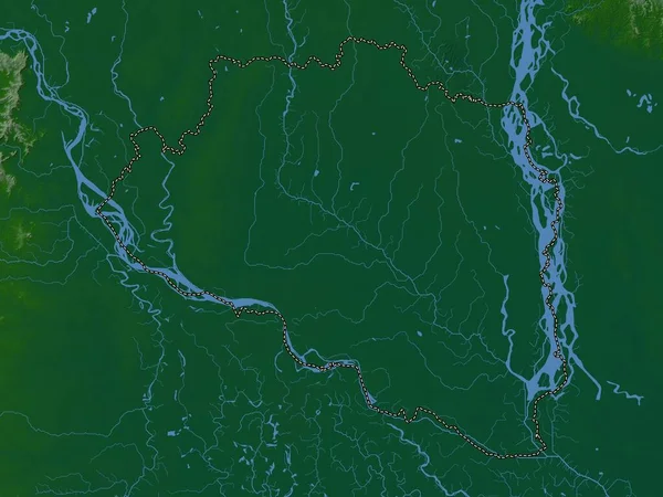 Rajshahi Division Bangladesh Colored Elevation Map Lakes Rivers — Stock Photo, Image