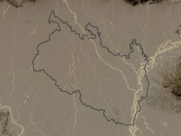 Rangpur Divize Bangladéše Nadmořská Mapa Zabarvená Sépiovými Tóny Jezery Řekami — Stock fotografie