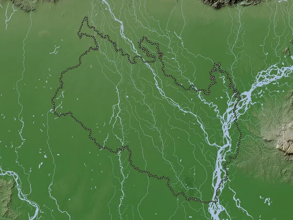 Rangpur División Bangladesh Mapa Elevación Coloreado Estilo Wiki Con Lagos —  Fotos de Stock
