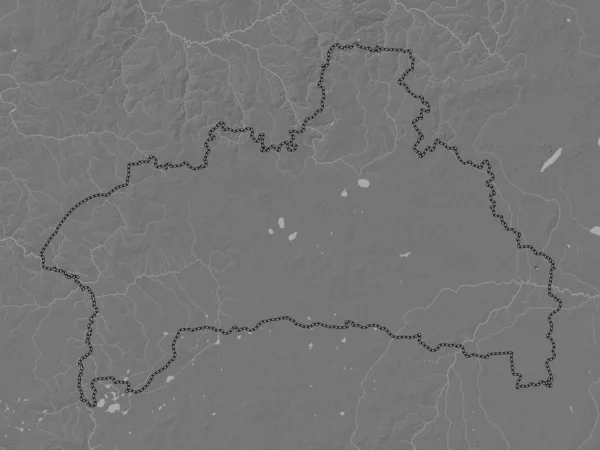 Brest Regione Belarus Mappa Dell Elevazione Bilivello Con Laghi Fiumi — Foto Stock