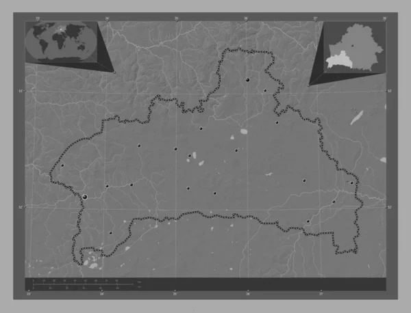 Брест Область Беларусь Карта Рельефа Билевела Озерами Реками Места Расположения — стоковое фото