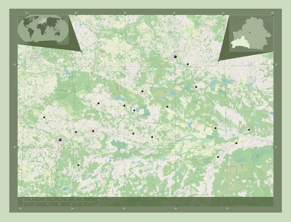 Берестя Район Білорусі Відкрита Карта Вулиць Розташування Великих Міст Регіону — стокове фото