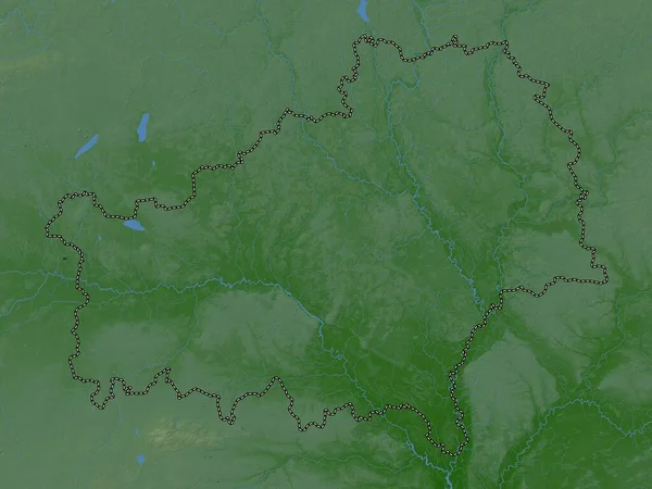 Homyel Regione Della Bielorussia Mappa Elevazione Colorata Con Laghi Fiumi — Foto Stock