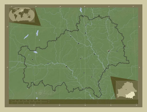 Homyel Regionen Vitryssland Höjd Karta Färgad Wiki Stil Med Sjöar — Stockfoto