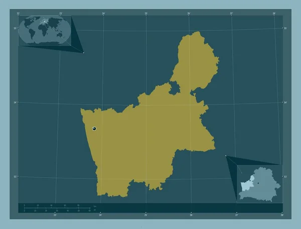 Hrodna Regione Della Bielorussia Forma Tinta Unita Mappa Della Posizione — Foto Stock