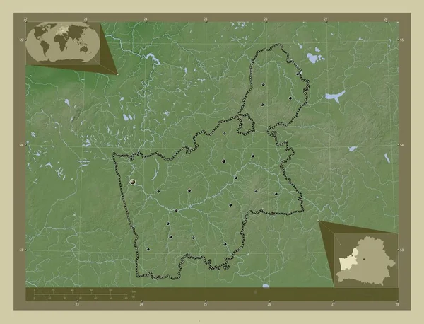 Hrodna Región Belarús Mapa Elevación Coloreado Estilo Wiki Con Lagos — Foto de Stock