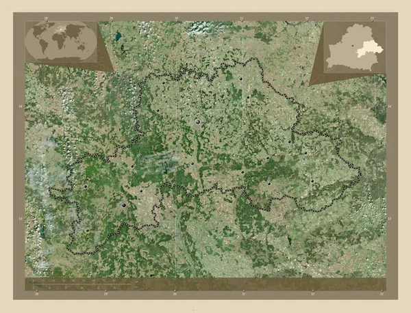 Mahiljow Region Weißrussland Hochauflösende Satellitenkarte Standorte Der Wichtigsten Städte Der — Stockfoto