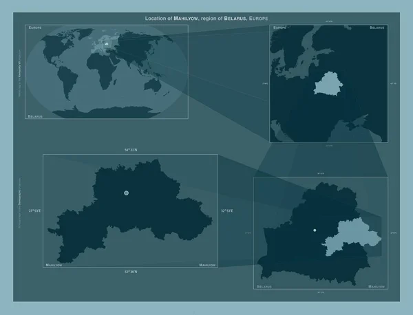 Mahilyow Oblast Běloruska Diagram Znázorňující Umístění Oblasti Větších Mapách Složení — Stock fotografie