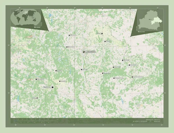 Mahilyow Regione Della Bielorussia Mappa Stradale Aperta Località Nomi Delle — Foto Stock