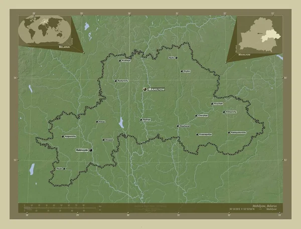 Mahilyow Região Bielorrússia Mapa Elevação Colorido Estilo Wiki Com Lagos — Fotografia de Stock