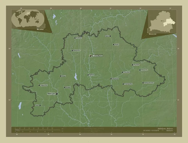 벨로루시의 스타일에 호수와 엘레베이션 지역의 도시들의 위치와 Corner Auxiliary Location — 스톡 사진