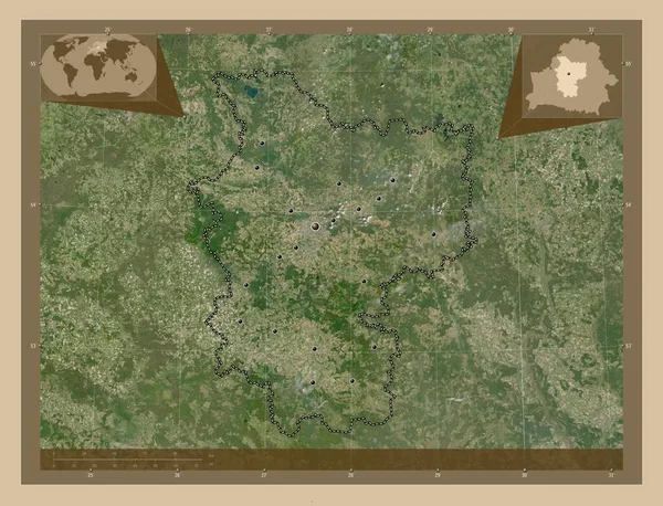 Minsk Oblast Běloruska Satelitní Mapa Nízkým Rozlišením Umístění Velkých Měst — Stock fotografie