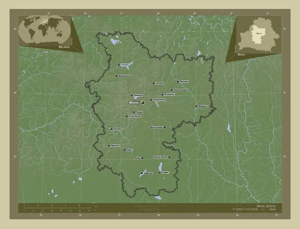 Minsk Região Bielorrússia Mapa Elevação Colorido Estilo Wiki Com Lagos — Fotografia de Stock