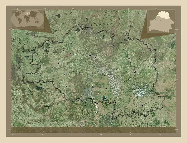 Witebsk Obwód Białoruś Mapa Satelity Wysokiej Rozdzielczości Lokalizacje Dużych Miast — Zdjęcie stockowe
