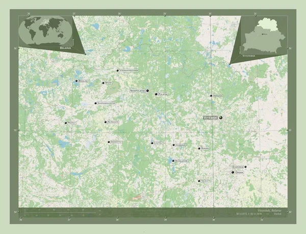 Witebsk Obwód Białoruś Otwórz Mapę Ulic Lokalizacje Nazwy Głównych Miast — Zdjęcie stockowe