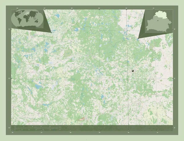 白俄罗斯Vitsyebsk地区 开放街道地图 角辅助位置图 — 图库照片