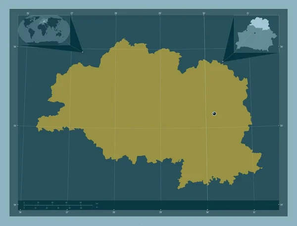 Vitsyebsk Región Belarús Forma Color Sólido Mapas Ubicación Auxiliares Esquina —  Fotos de Stock